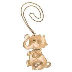 Rare Vintage Hattie Carnegie Gold Tone Elephant Necklace w/Articulated Head 6