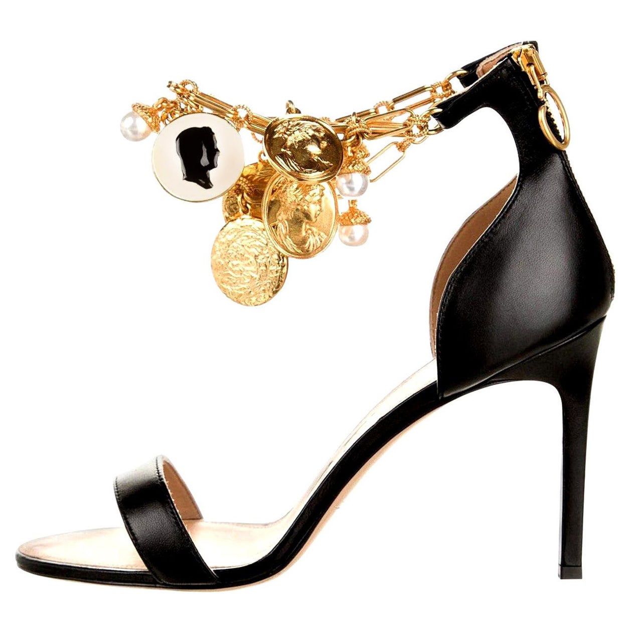 New Oscar De La Renta 2019 Gold and Black Runway Coin Heel Pumps Size 38.5 $1575