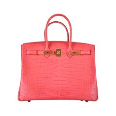 HERMES BIRKIN BAG 35CM MATTE PINK CROCODILE PINK BOUGENVILLE POROSUS JaneFinds