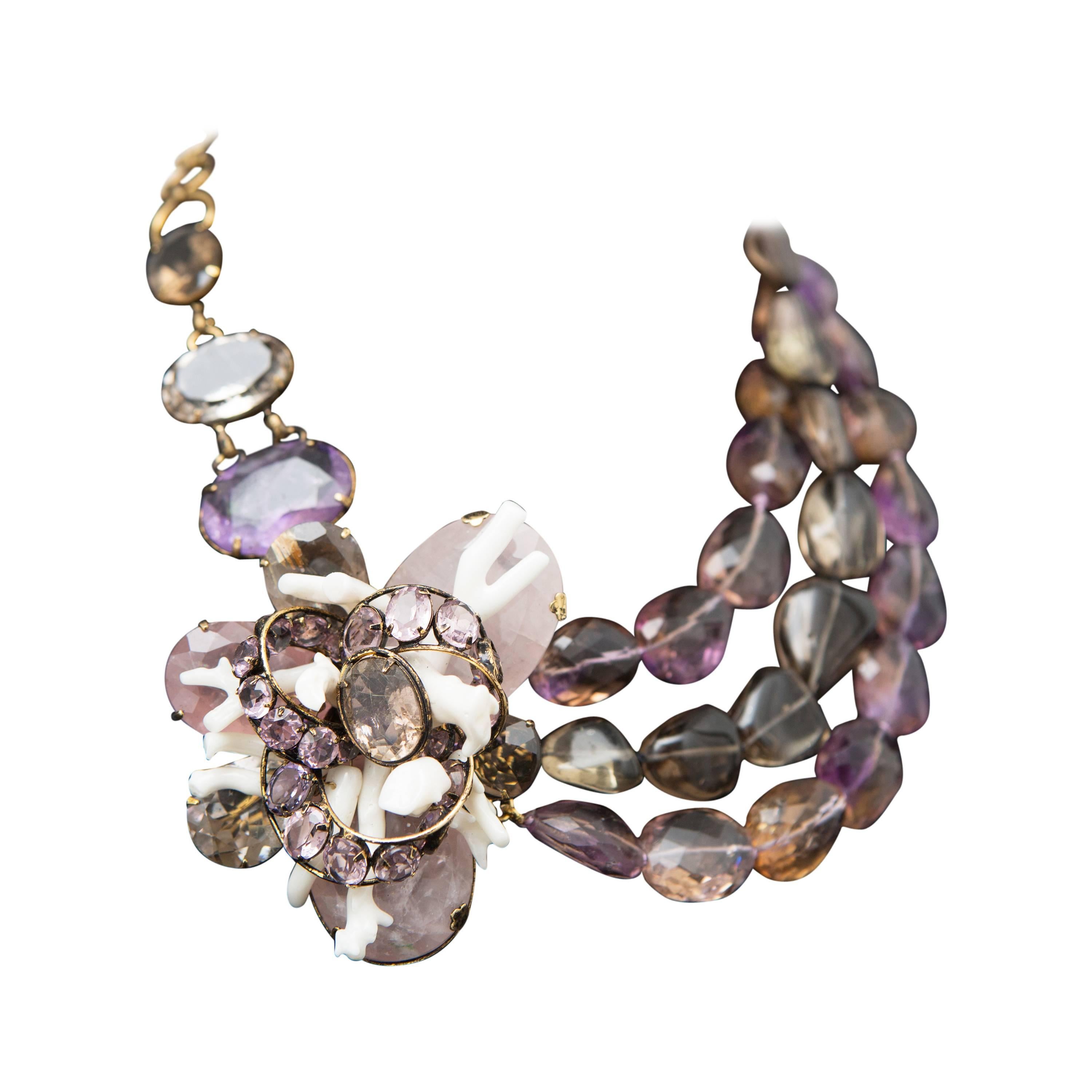 Iradj Moini Amethyst Necklace with Detachable Brooch