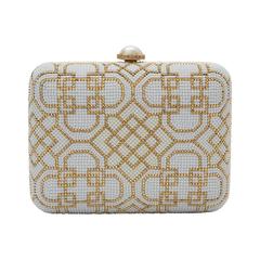 Judith Leiber Ivory and Gold Patterned Clutch