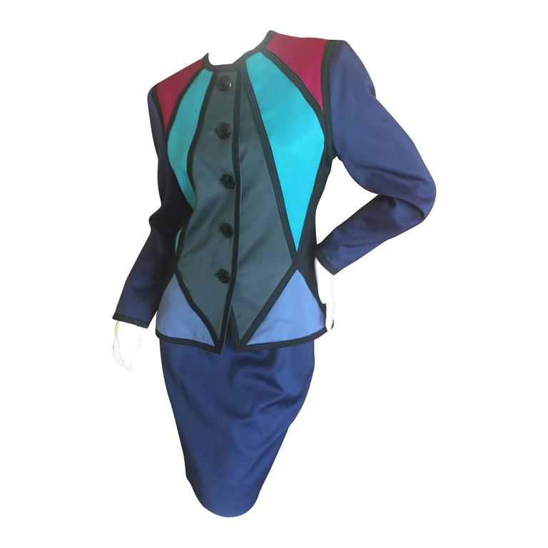 Yves Saint Laurent Rive Gauche Color Block Suit at 1stdibs