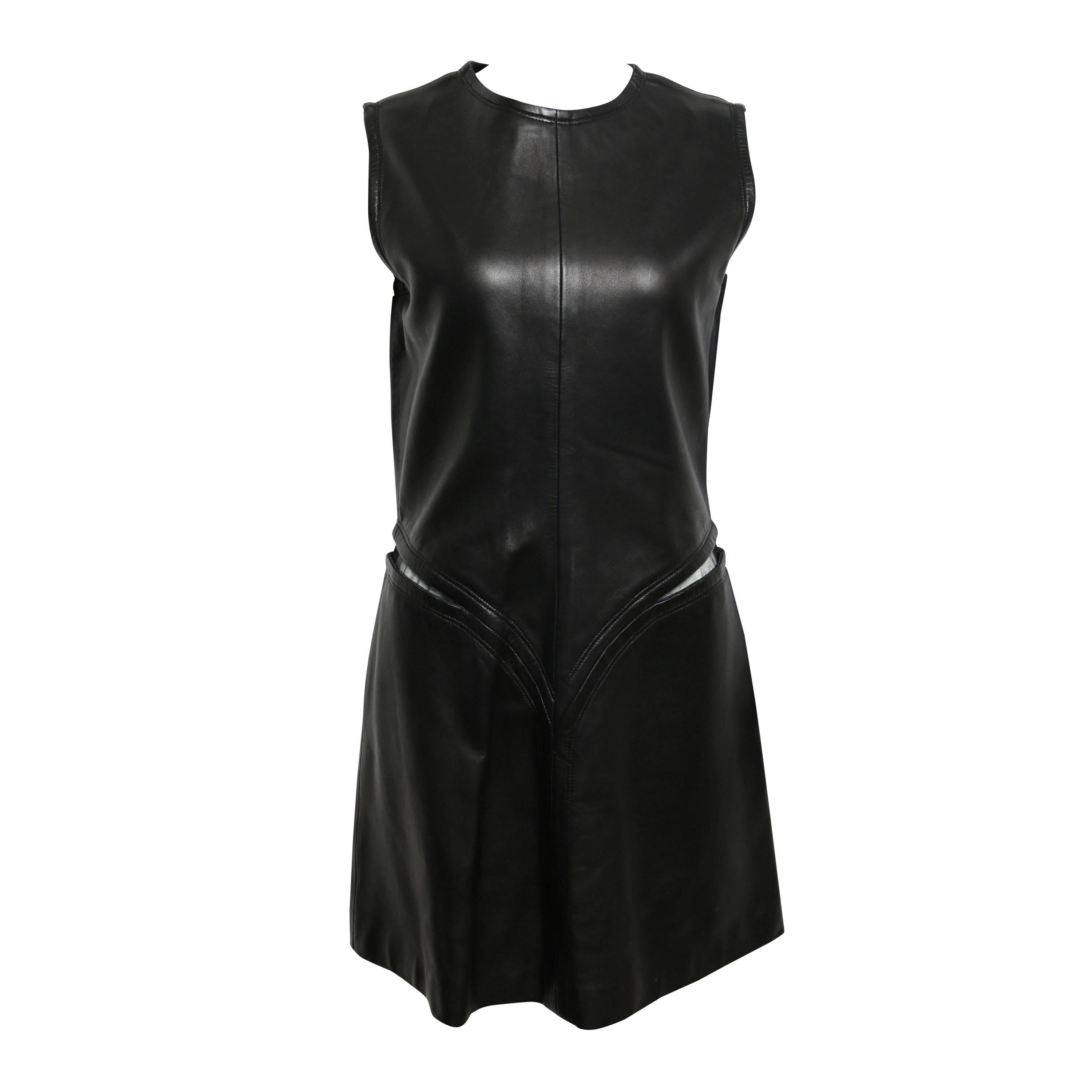 Gianni Versace Cutout Black Leather Dress 