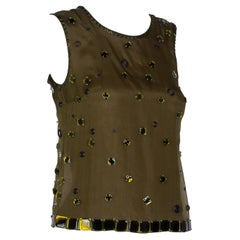 Prada Green Silk “No-back” jewel Embellished  Fall/Winter 1999
