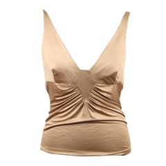 VERSACE Italian Tan Jersey Fabric SLEEVELESS TOP V Neck 10