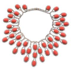 Vintage Iconic Mimi Di N Coral Bib Necklace/Documented 