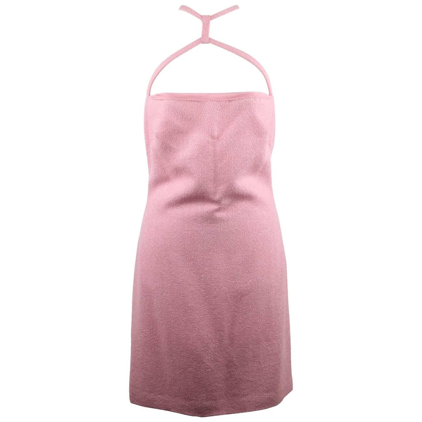  VERSACE Italian Pink Cotton Blend SLEEVELESS Mini DRESS Size 38 IT
