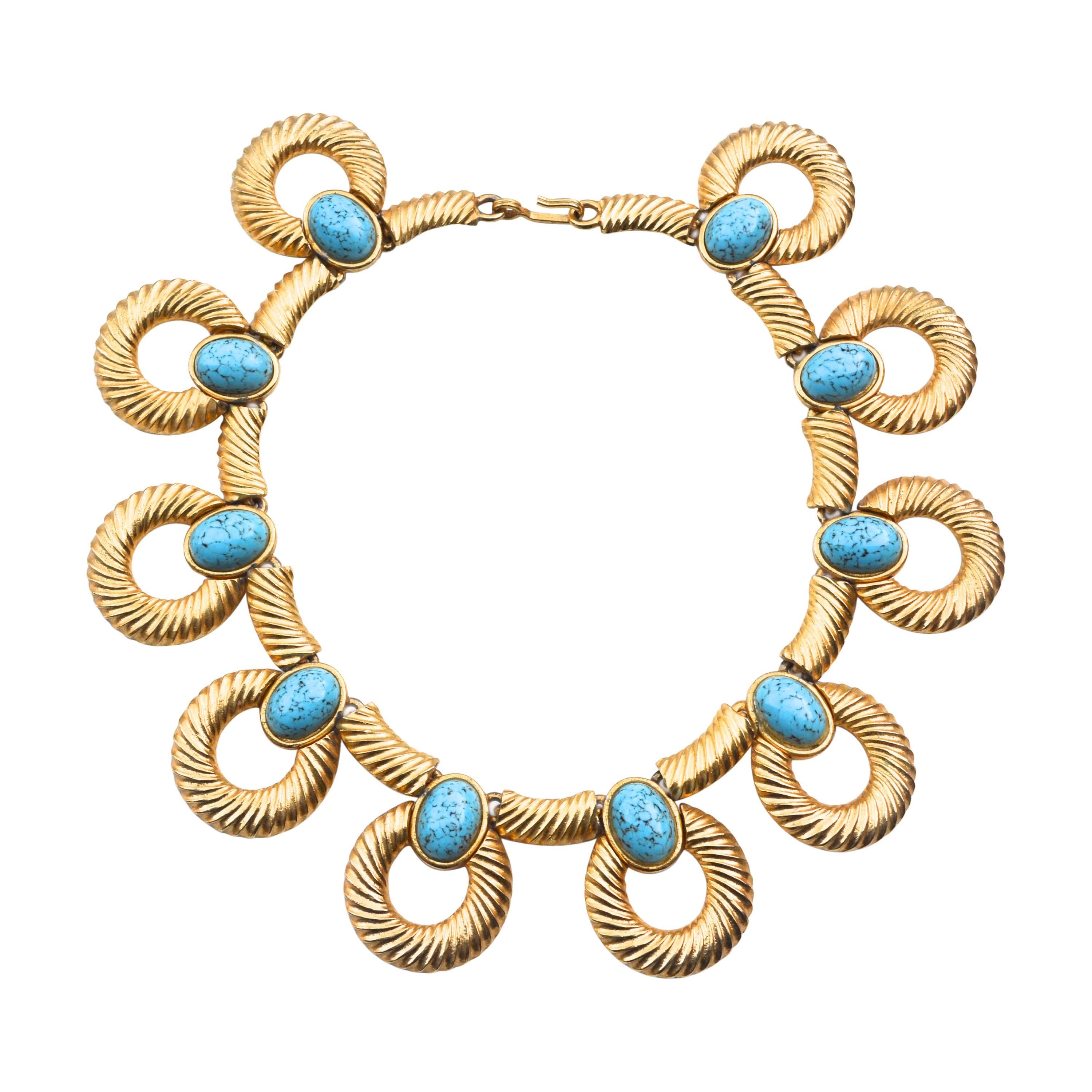 Mimi Di N Turquoise Glass Collar For Sale