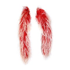 Ostrich Red And Cream Plume Boa Stole