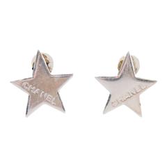 1990s Chanel Sterling Silver Star Shaped Clip-on Earrings