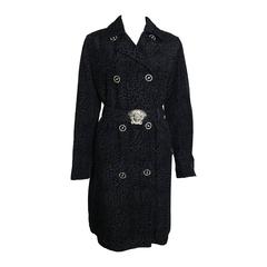 Gianni Versace Black Leopard-Print Coat 11