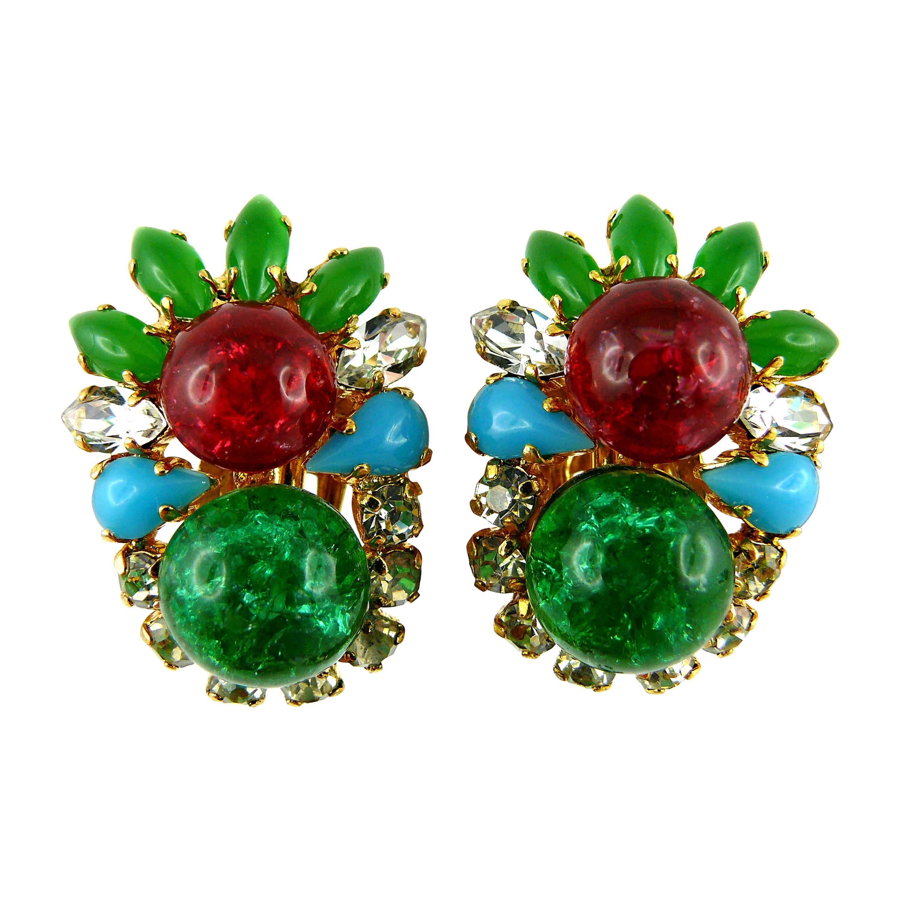 Christian Dior Vintage 1967 Mughal Inspired Clip On Earrings