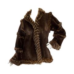 Vintage 1970s Yves Saint LAurent Brown Racoon Fur Jacket