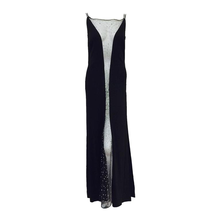 Jiki Swarovski Crystal Embellished Black Sleeveless Evening Dress at ...