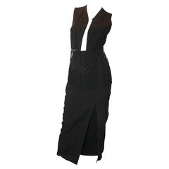 Dolce & Gabbana Black Maxi Skirt with Beaded Fringe Vest & Tassels- 6