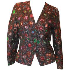 Guy Laroche Brown, Black, and Multi Tinsel Brocade Jacket - 4- Circa 80/90's 2