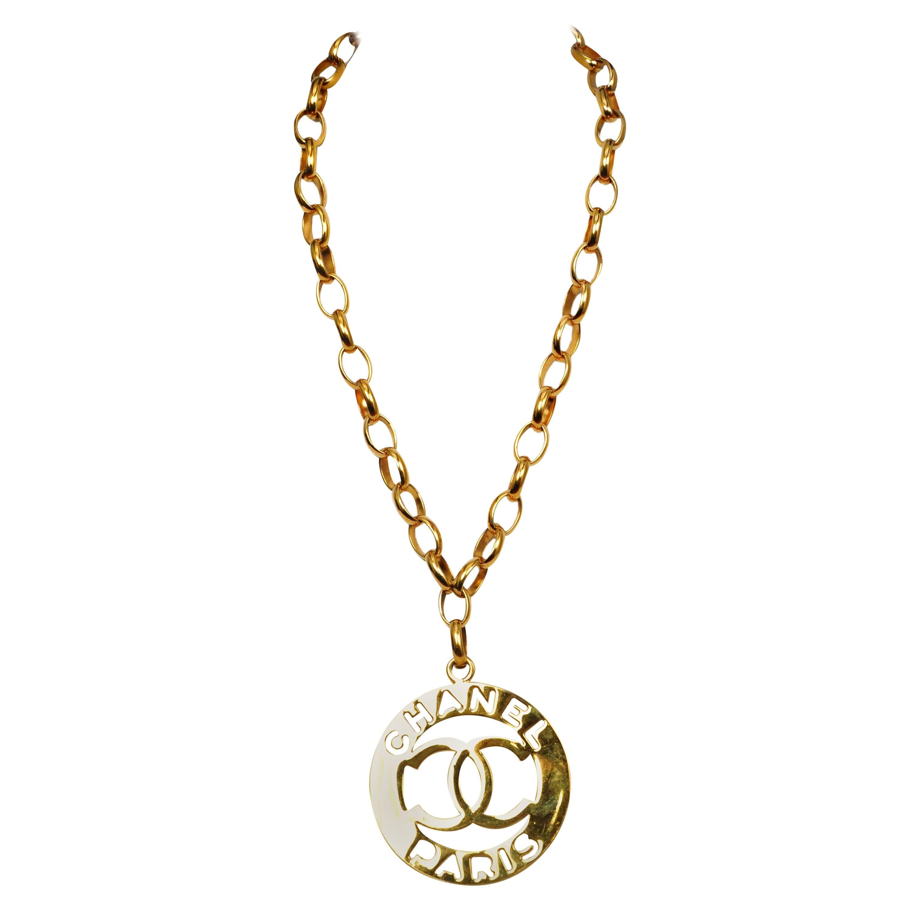 Chanel Gold CC Medallion Necklace 