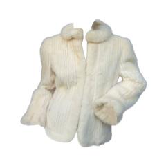 Vintage Luxurious Ribbed Pearl Mink Fur Jacket c 1980