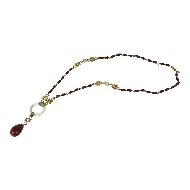 Pre-owned Lanvin Deco Style Pendant Necklace In Sand