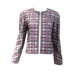 Chanel pink and blue embellished jacket 4