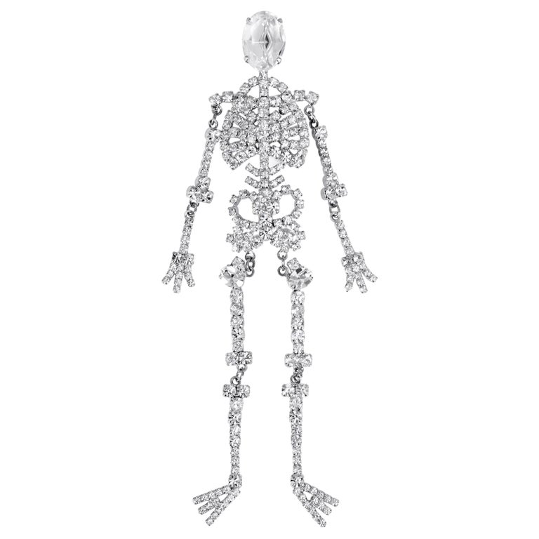 1980s Giant Butler and Wilson Diamante Skeleton Brooch For Sale at 1stDibs