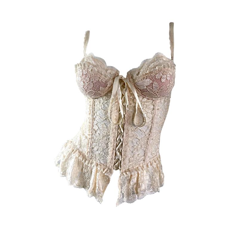 Sexy Vintage Moschino Couture Ivory Lace Corset Bustier Top NWT Never Worn  at 1stDibs