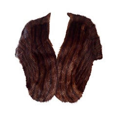 Beautiful 1950s 50s Retro Beaver Fur Brown Shawl Stole Jacket