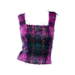 Vintage Ralph Lauren ' Purple Label ' Mohair Tartan karierte rosa Bluse Top Pullover