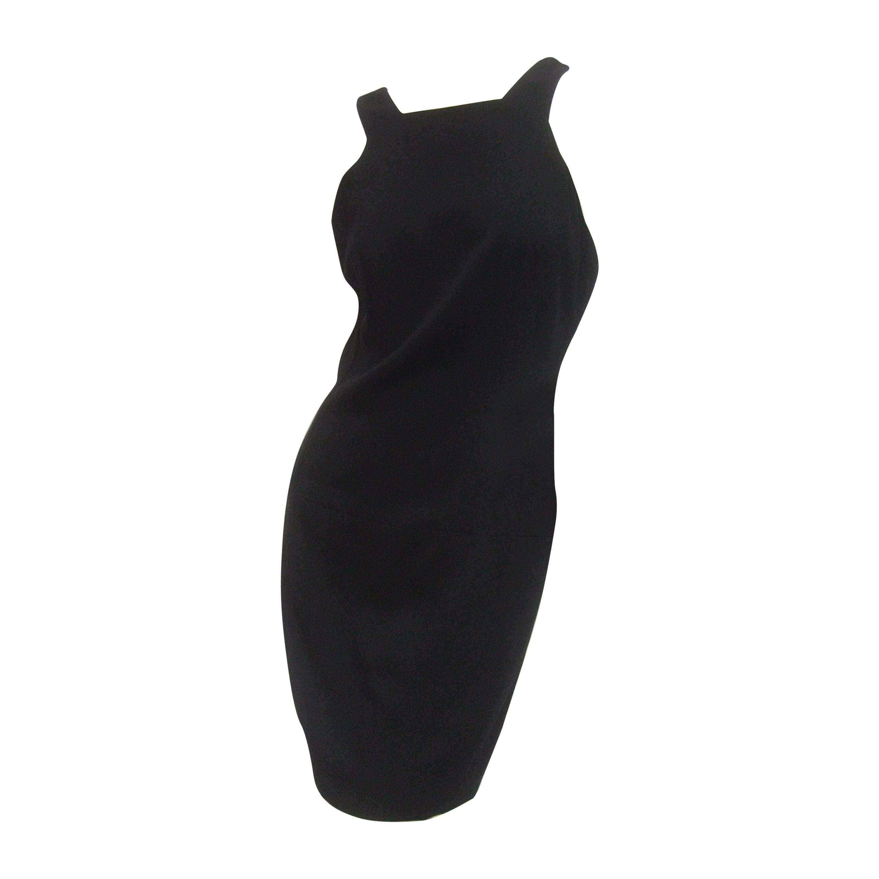 Chanel Boutique Chic Black Wool Cocktail Dress Size 42