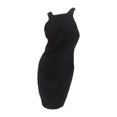Chanel Boutique Chic Black Wool Cocktail Dress Size 42 5