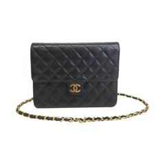 Chanel Vintage Black Quilted Lambskin Leather Flap Shoulder Bag