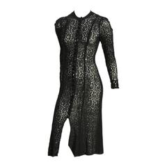 1930s Black Chiffon and Lace Diner Dress