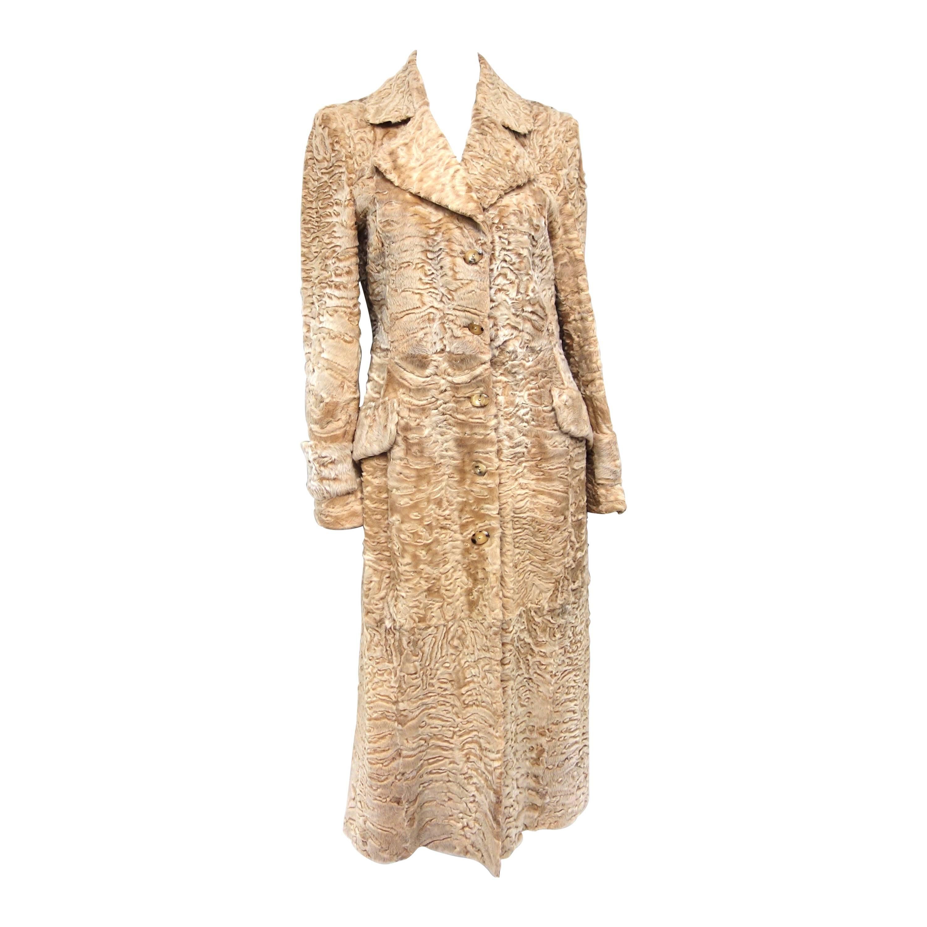 Salvatore Ferragamo Persian Lamb Fur Full Length Leather Jacket