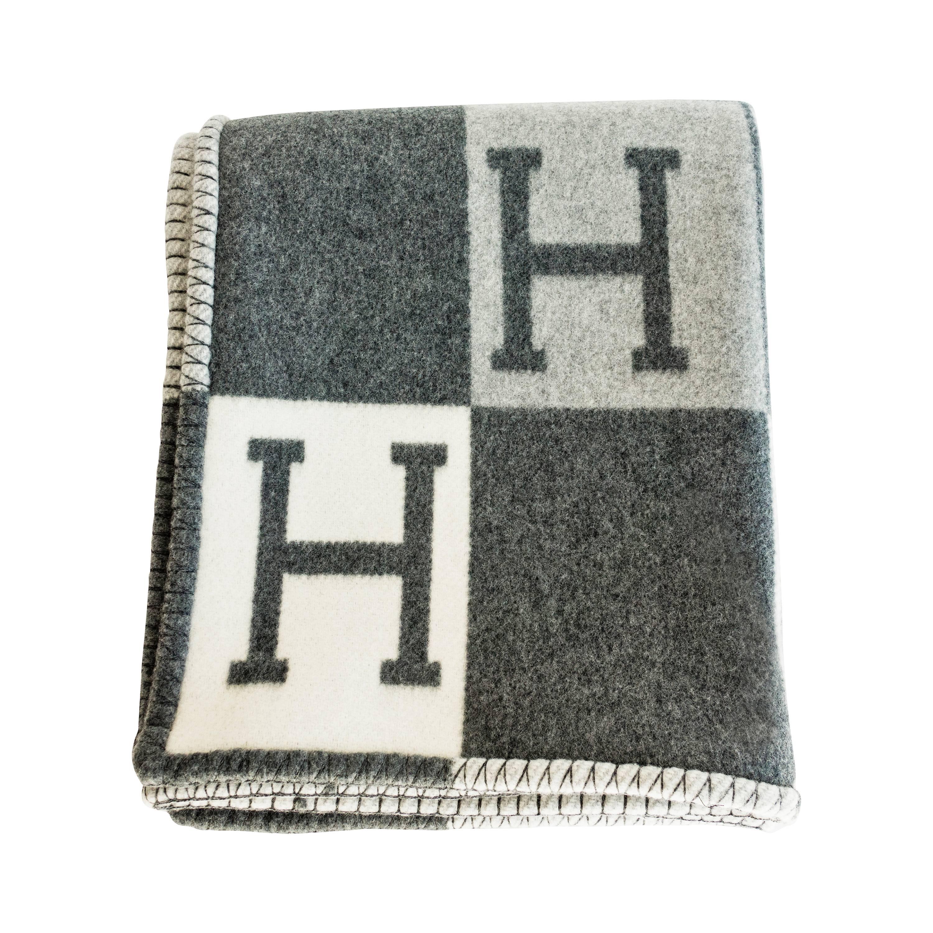 Hermes Avalon Tricolore Wool Cashmere Throw Blanket