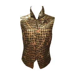 Pucci Silk Blend Gold Metallic Zippered Vest. Waistcoat.