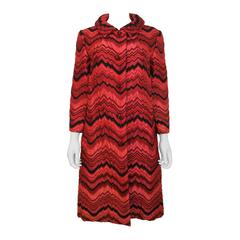 1960's Christian Dior New York Brocade Zig-Zag Coat