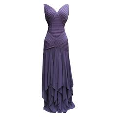 Vintage 1990s Herve Leger Couture Purple Evening Gown