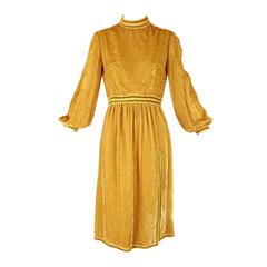 Vintage 1970s Camel Velvet Oscar de la Renta Dinner Dress