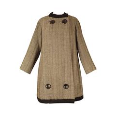 Vintage 1960s Wool Herringbone Jacques Heim Coat
