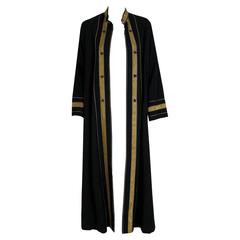 1970's Thea Porter Black Cotton-Twill & Metallic Gold-Lame Bohemian Jacket Coat 1