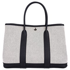 Hermes Tasche Garden Party 30 Tasche Criss Cross Toile / Schwarz Vache Country Leder