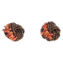Haskell Style Bronze & Coral Knot Earrings
