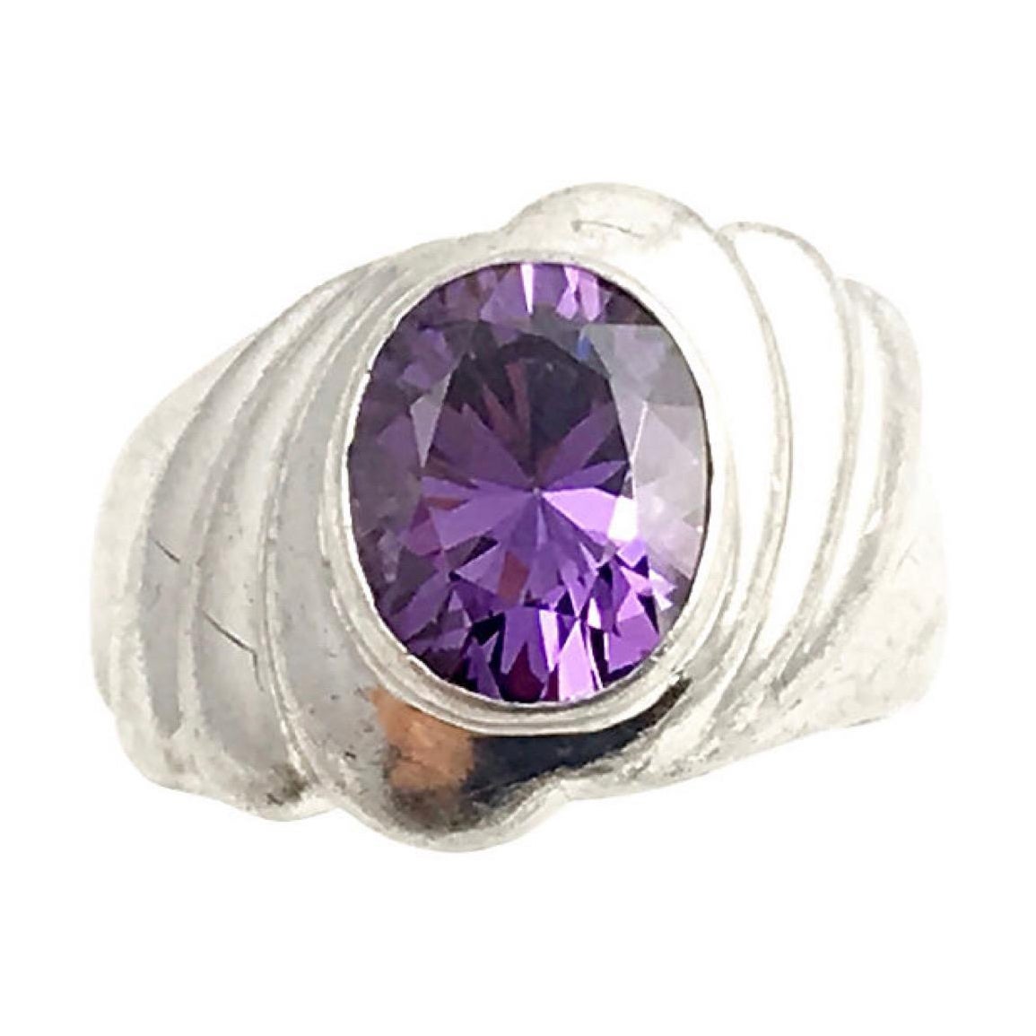 Freeform Sterling Silver  Purple CZ Ring For Sale