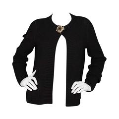 Lanvin Black Knit Wool Cardigan Sweater sz L