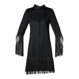 Victor Costa pour Lord & Taylor - Robe de cocktail noire à franges des années 1960
