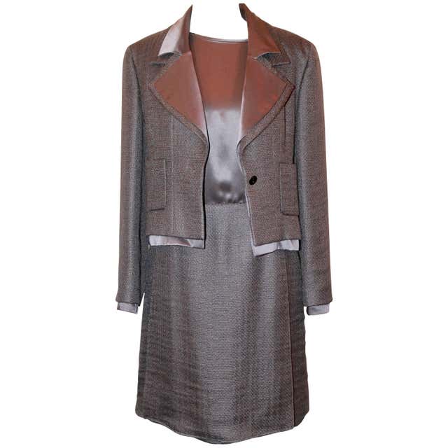 Chanel Haute Couture Silk Trompe l'oiel Tweed Suit For Sale at 1stDibs ...