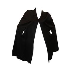 Chanel Black Silk Podesua Collared Cape - 34 - circa 2001