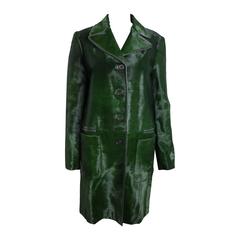 Prada Green Pony Leather Coat at 1stDibs | prada green leather jacket, prada  green coat, green prada leather jacket