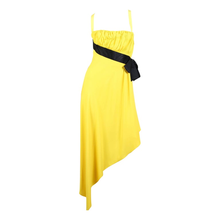 green emerald velvet dress Yellow 60s Empire Waist Gown With Sash By Freeman's, XS  THE VAULT  COLLECTIVE & ELSWHEN ELSEWEAR