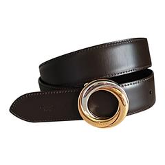 New Cartier Unisex Reversible Belt Brown + Black Two - Tone Gold & Silver Buckle